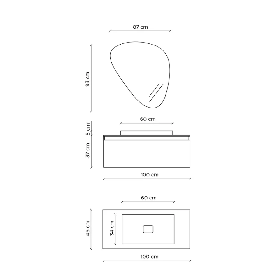Kompozim banjoje me pasqyre moderne, baze dhe lavaman Made in Italy - Dream Viadurini
