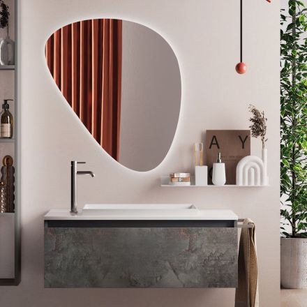 Kompozim banjoje me pasqyre moderne, baze dhe lavaman Made in Italy - Dream Viadurini