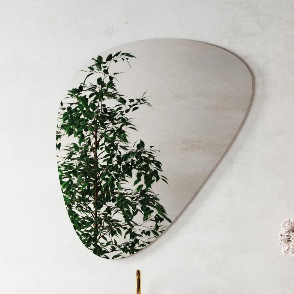 Kompozim banjoje me pasqyrë moderne dhe lavaman konsol Prodhuar në Itali - Palom Viadurini