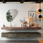 Kompozim banjoje me pasqyrë moderne dhe lavaman konsol Prodhuar në Itali - Palom Viadurini