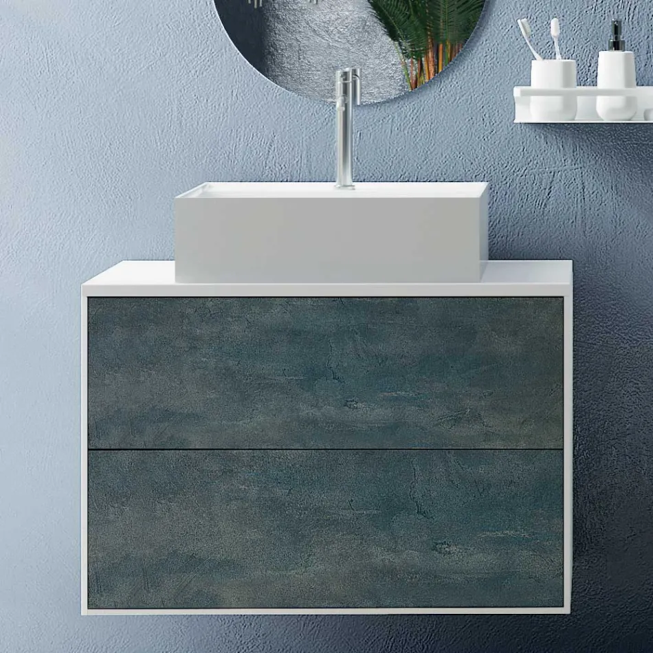 Kompozim banjoje me pasqyre ovale, baze dhe lavaman Prodhuar ne Itali - Kile Viadurini