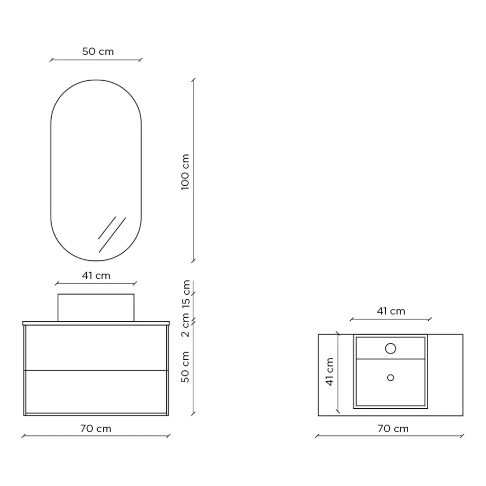 Kompozim banjoje me pasqyre ovale, baze dhe lavaman Prodhuar ne Itali - Kile Viadurini