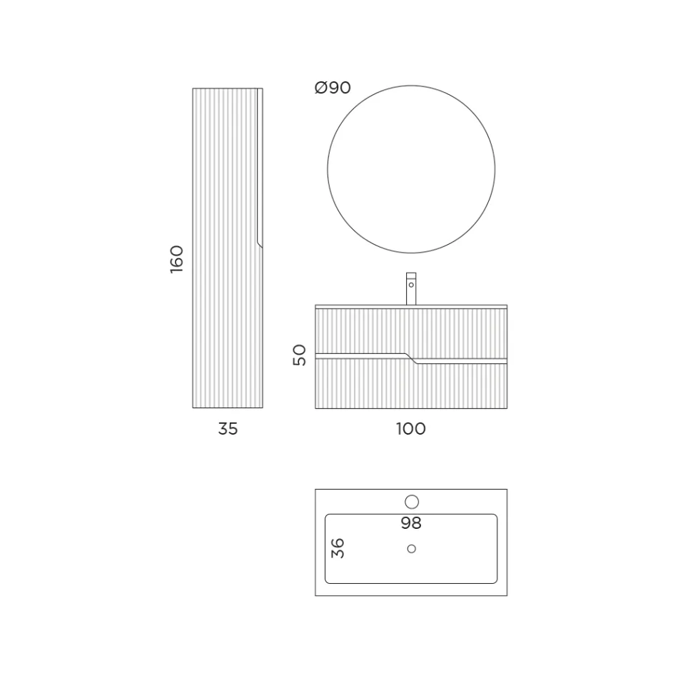 Përbërja e banjës në Rio Cannettato Oak Prodhuar në Itali - Afrodite Viadurini