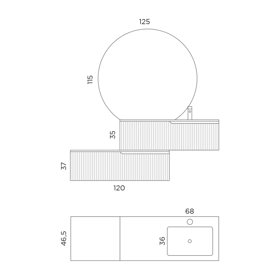 Përbërja e banjës në Rio Oak dhe Cannettati Grey Prodhuar në Itali - Chrono Viadurini