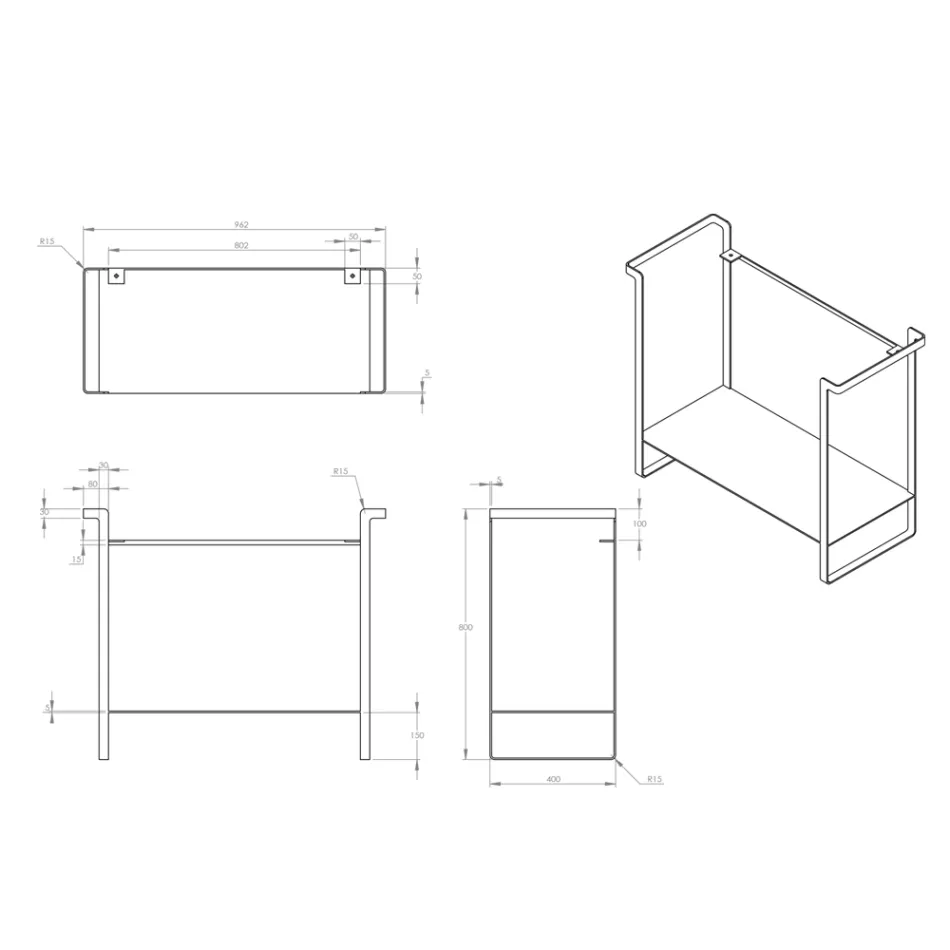 Përbërja e banjës Lavaman qeramike dhe bazament çeliku Prodhuar në Itali - Quadro Viadurini