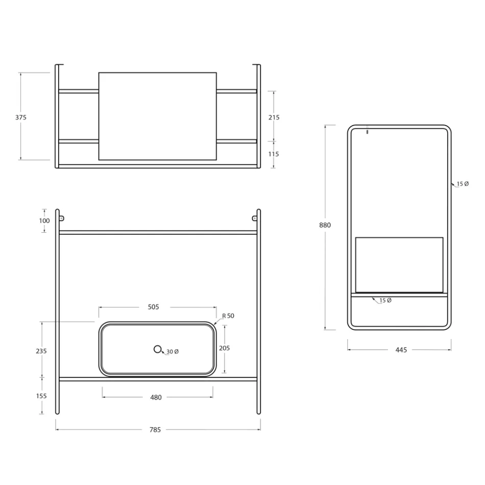 Lavaman me përbërje banjoje në qeramikë dhe pasqyrë Prodhuar në Itali - Chantal Viadurini