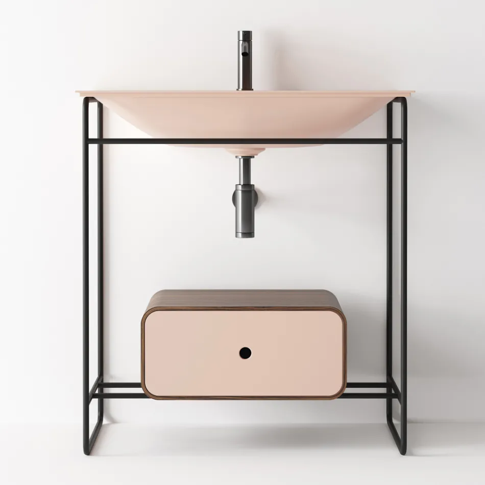 Lavaman me përbërje banjoje në qeramikë dhe pasqyrë Prodhuar në Itali - Chantal Viadurini