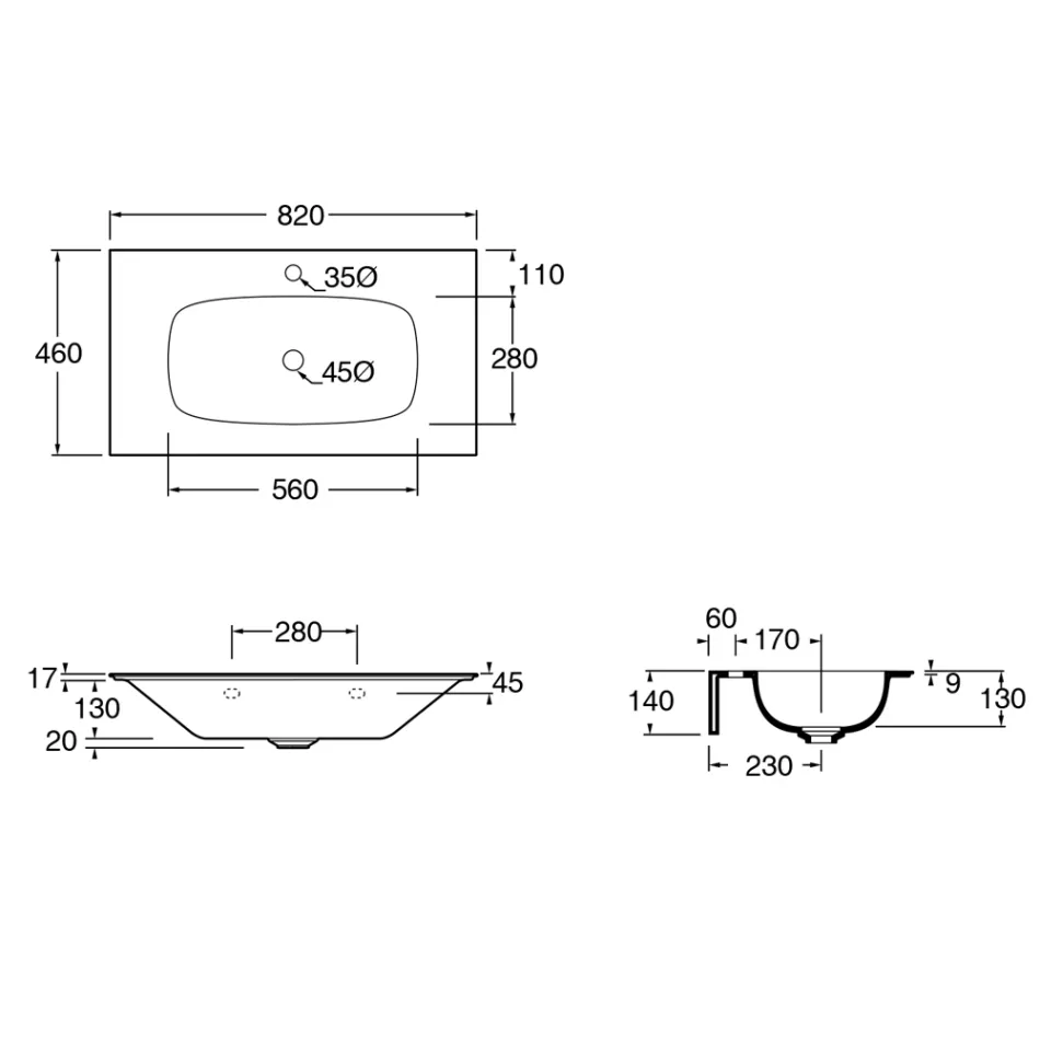 Lavaman me përbërje banjoje në qeramikë dhe pasqyrë Prodhuar në Itali - Chantal Viadurini