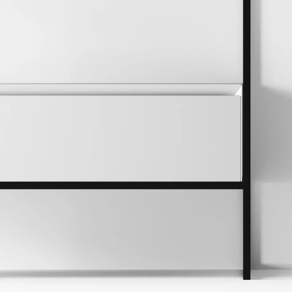 Lavaman me përbërje banjoje në qeramikë dhe pasqyrë Prodhuar në Itali - Hoscar Viadurini