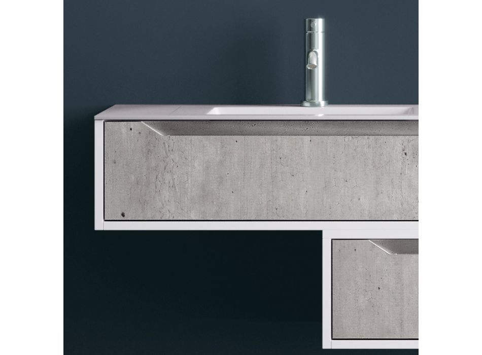 Përbërja e banjës së varur, pasqyra dhe bazat e betonit Prodhuar në Itali - Polsen Viadurini