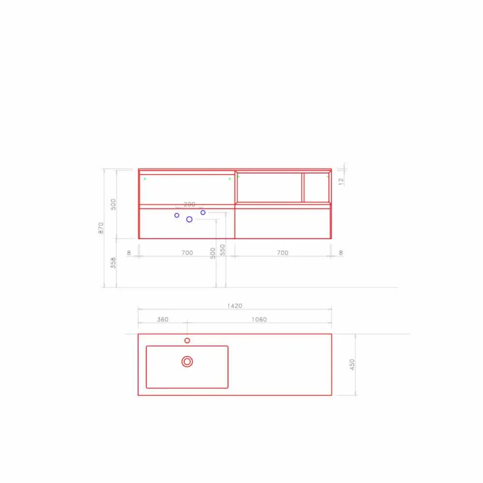 Përbërja e Mobiljeve të Banjës, Projektimi Modern dhe i Pezulluar Prodhuar në Itali - Callisi8 Viadurini