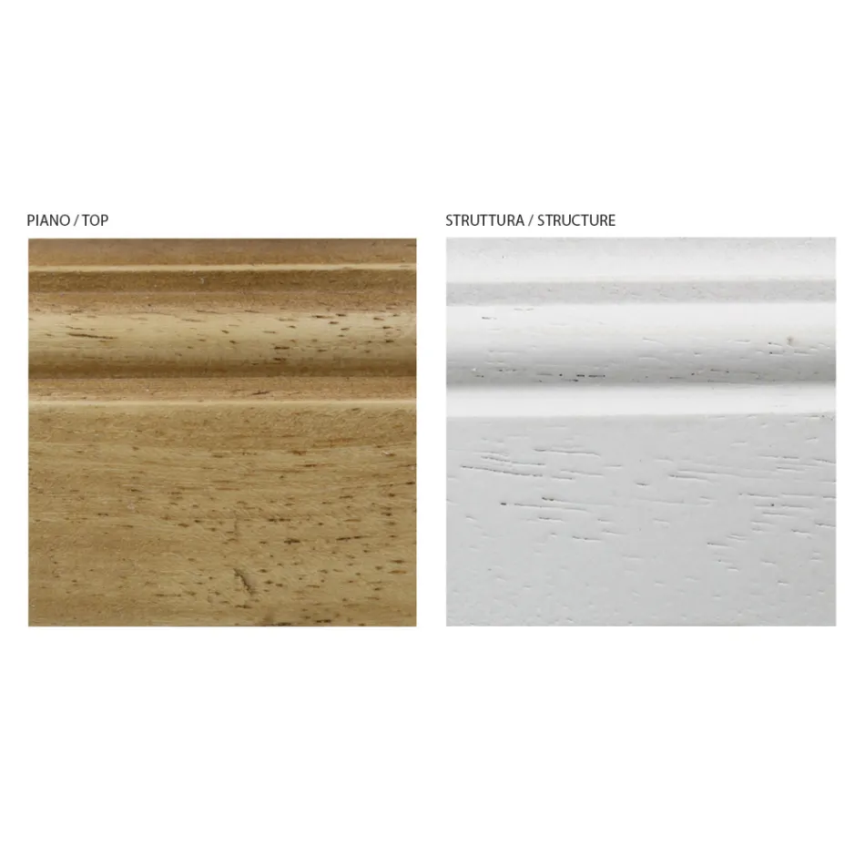 Përbërja hyrëse në dyll të bardhë dyngjyrësh dhe majë druri natyral - Fatuo Viadurini