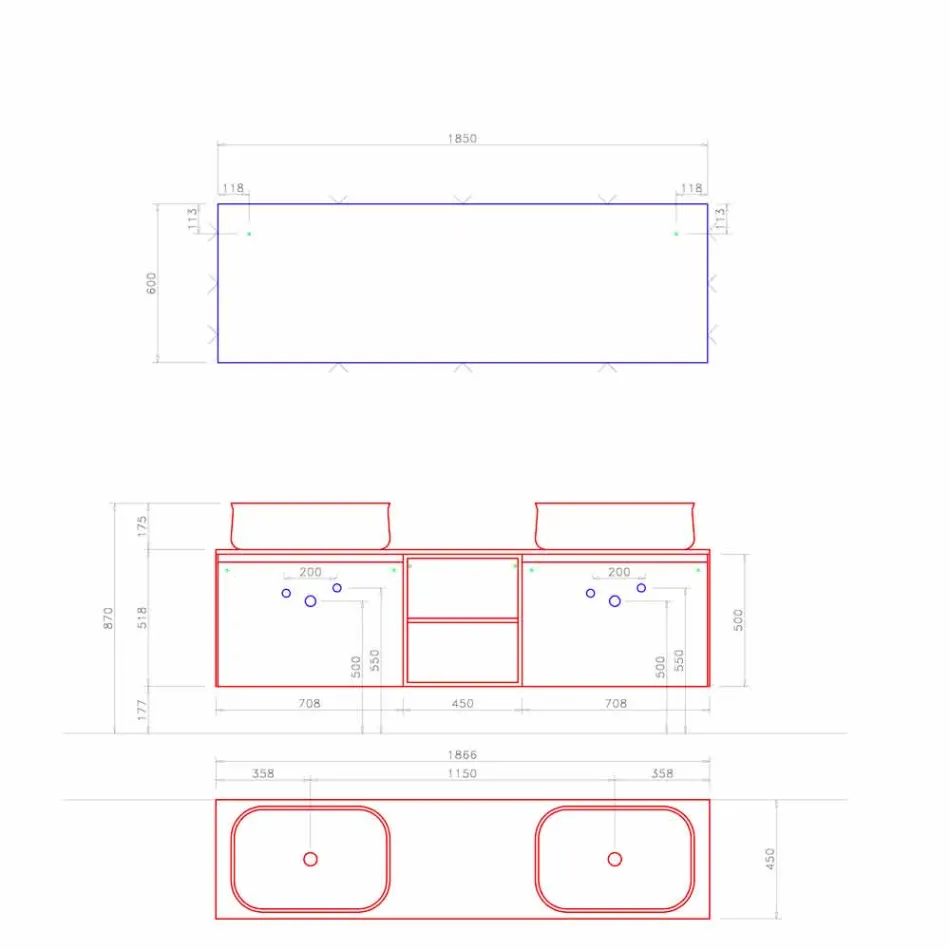 Përbërja e Banjës me Pezullim të Projektimit Modern Prodhuar në Itali - Callisi14 Viadurini