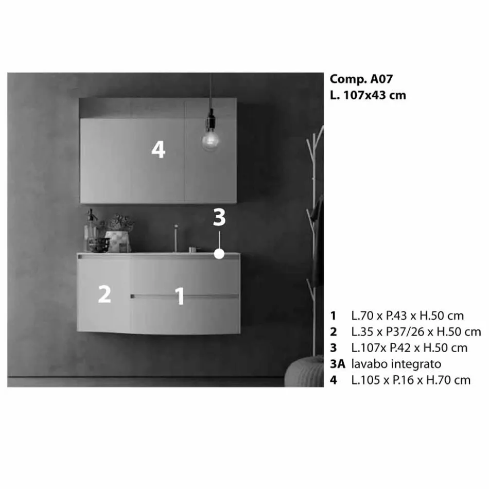 Përbërja moderne dhe e varur e banjës e prodhuar në Itali Dizajn - Callisi7 Viadurini