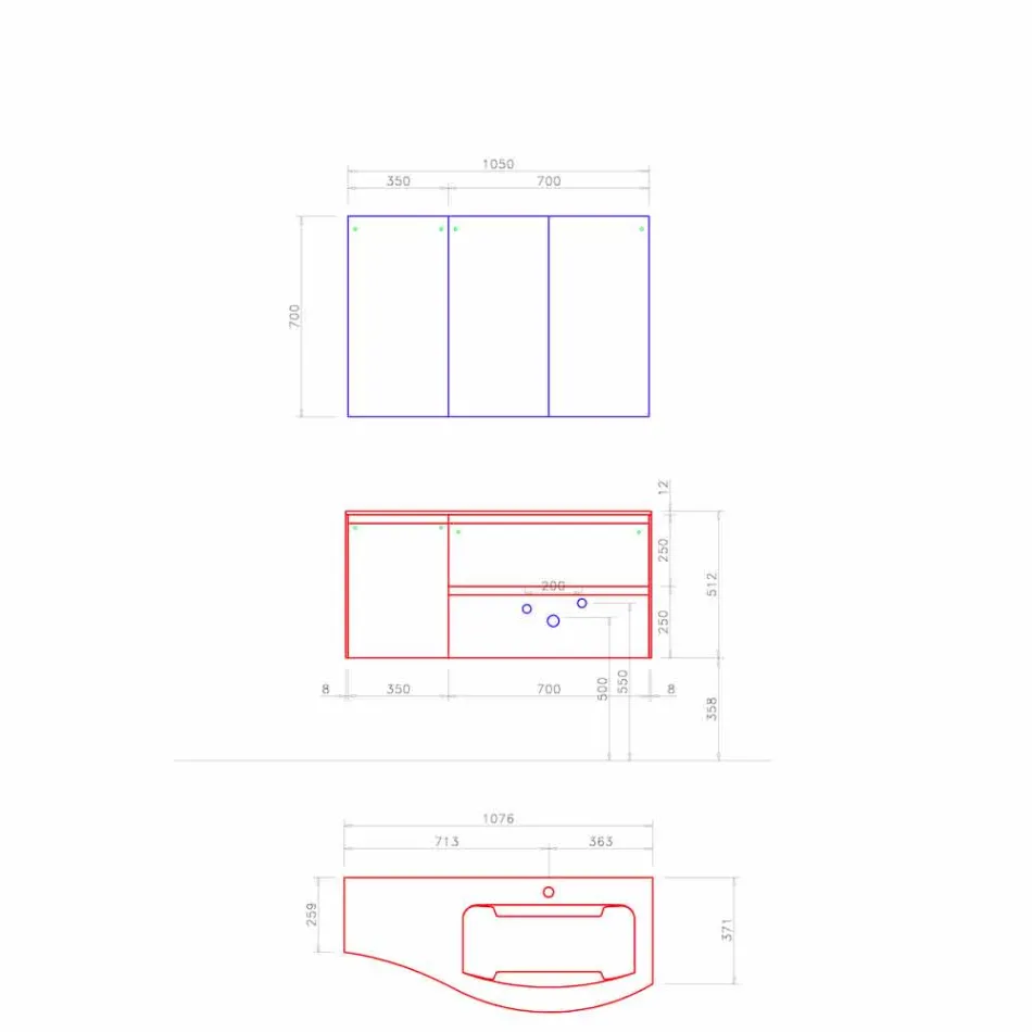 Përbërja moderne dhe e varur e banjës e prodhuar në Itali Dizajn - Callisi7 Viadurini