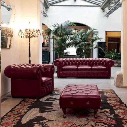 Kompozim i dhomës së ndenjes me divan, kolltuk dhe stol Made in Italy - Spassoso Viadurini