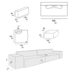 Përbërja e 1 pouf me mbështetëse, 1 pouf dhe 1 gadishull - E çuditshme Viadurini