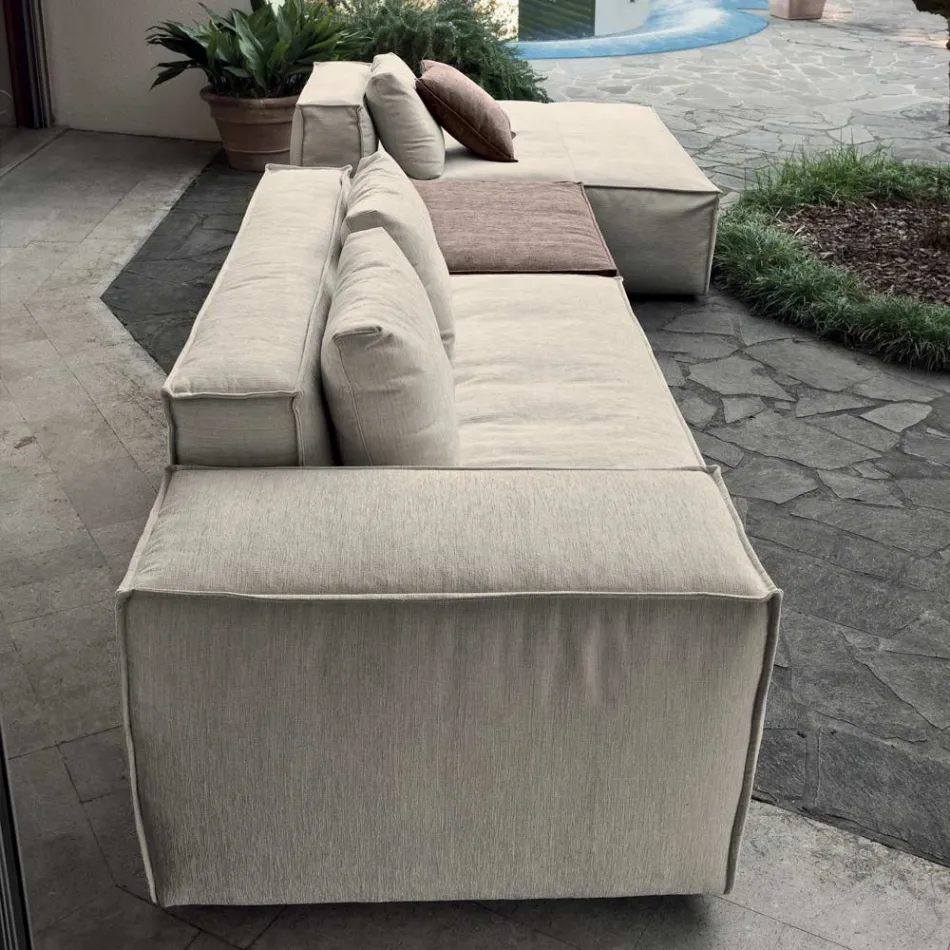 Përbërja e 1 pouf me mbështetëse, 1 pouf dhe 1 gadishull - E çuditshme Viadurini