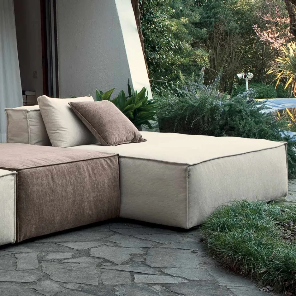 Përbërja e 1 pouf me mbështetëse, 1 pouf dhe 1 gadishull - E çuditshme Viadurini