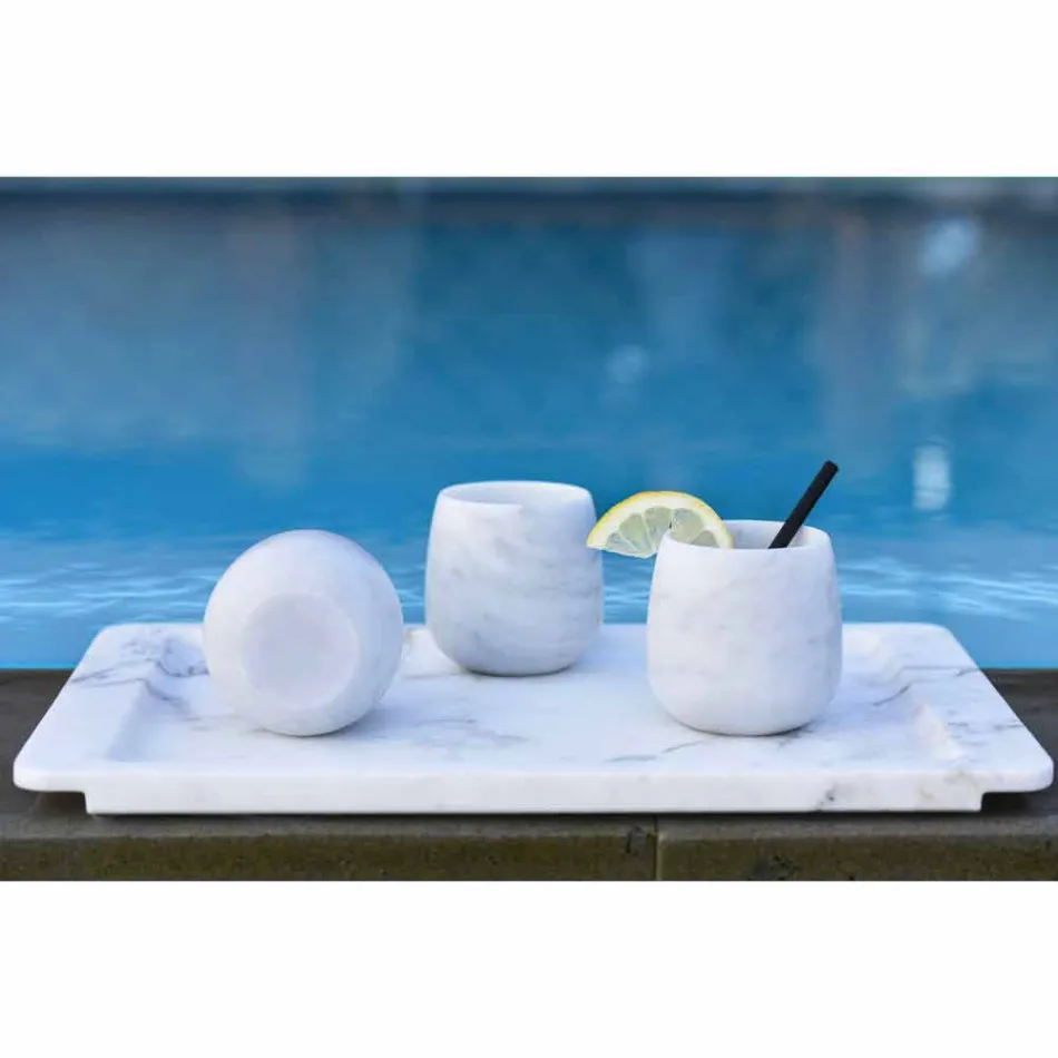 Përbërja e 2 gotave në mermer të bardhë Carrara prodhuar në Itali - Dolla Viadurini