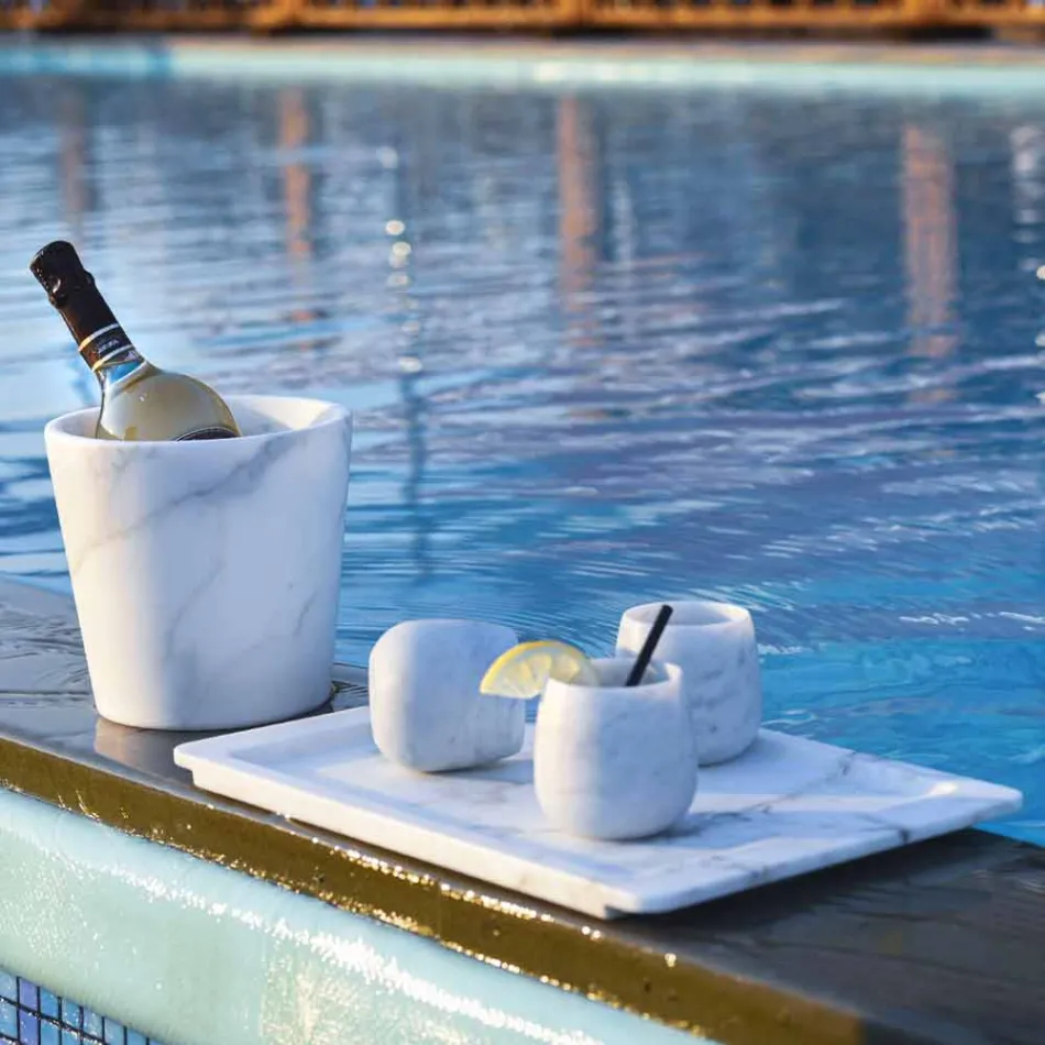 Përbërja e 2 gotave në mermer të bardhë Carrara prodhuar në Itali - Dolla Viadurini