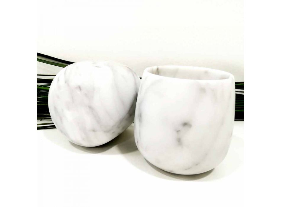 Përbërja e 2 gotave në mermer të bardhë Carrara prodhuar në Itali - Dolla Viadurini