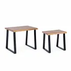 Përbërja e 2 tryezave të kafesë në lëvizje prej druri dhe çeliku - Artur Viadurini