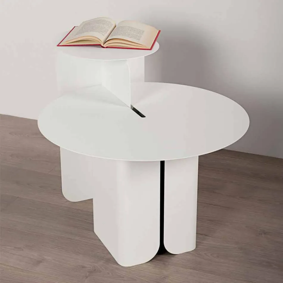 Përbërja e 2 tavolinave moderne të kafesë në çelik të prodhuar në Itali - Plepi Viadurini