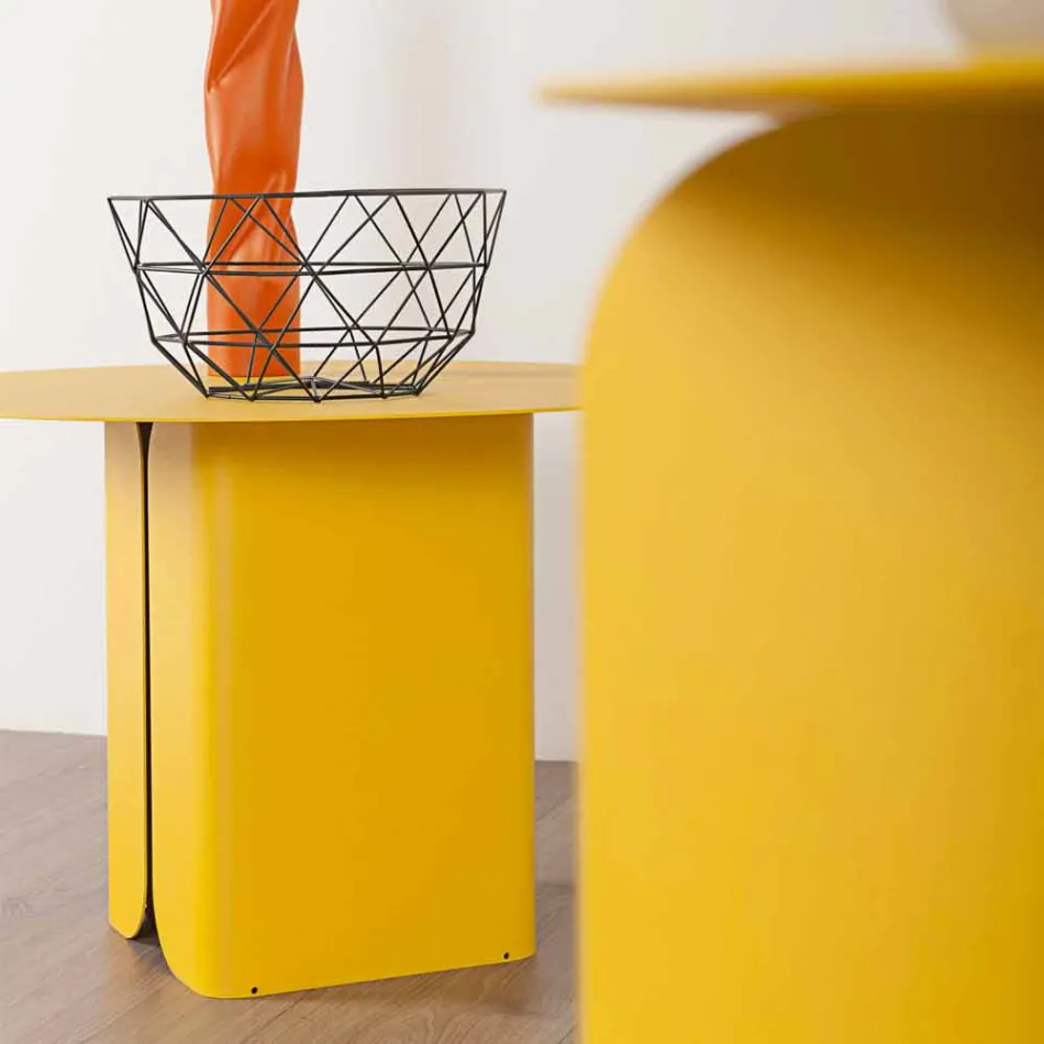 Përbërja e 2 tavolinave moderne të kafesë në çelik të prodhuar në Itali - Plepi Viadurini