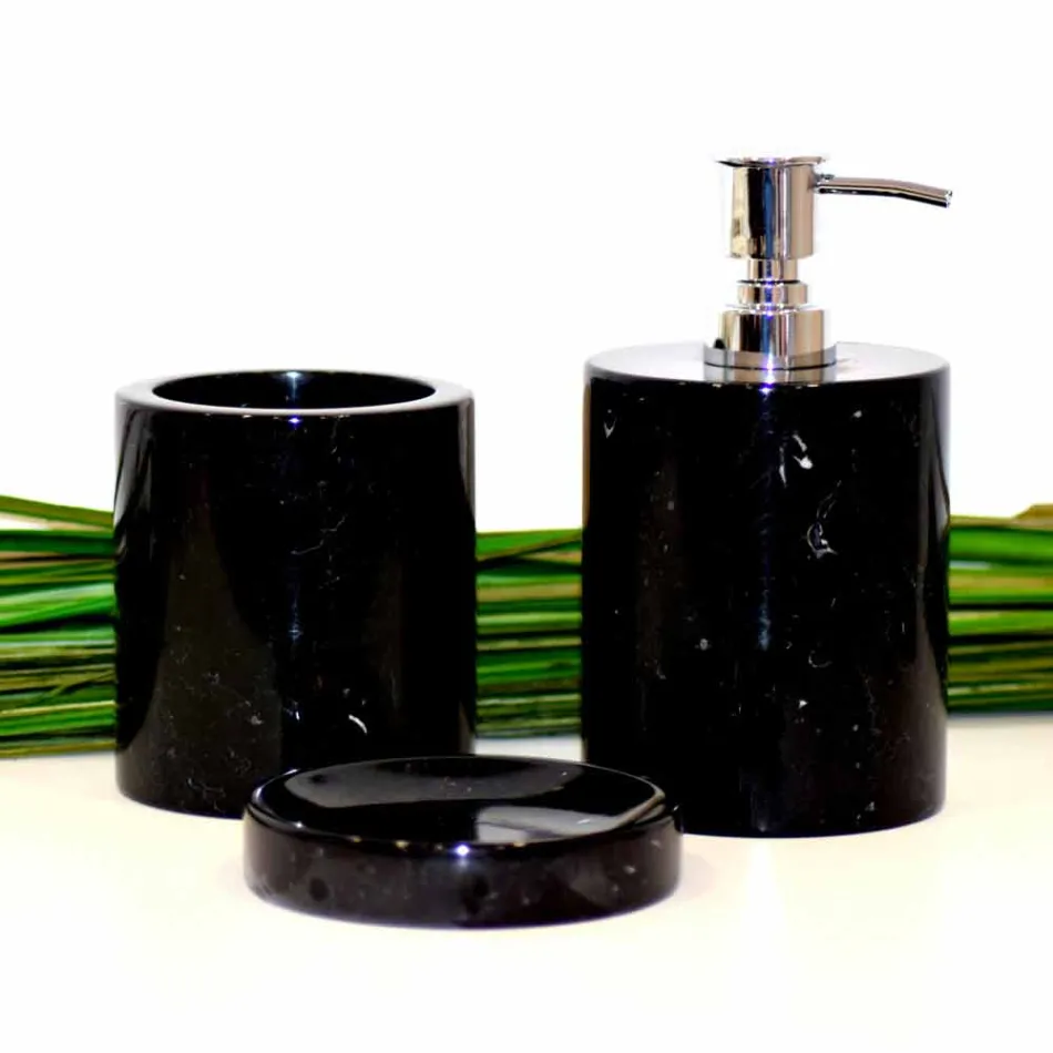 Përbërja e 3 Aksesorëve të Banjës në Mermer të Lëmuar të Prodhuar në Itali - Trevio Viadurini