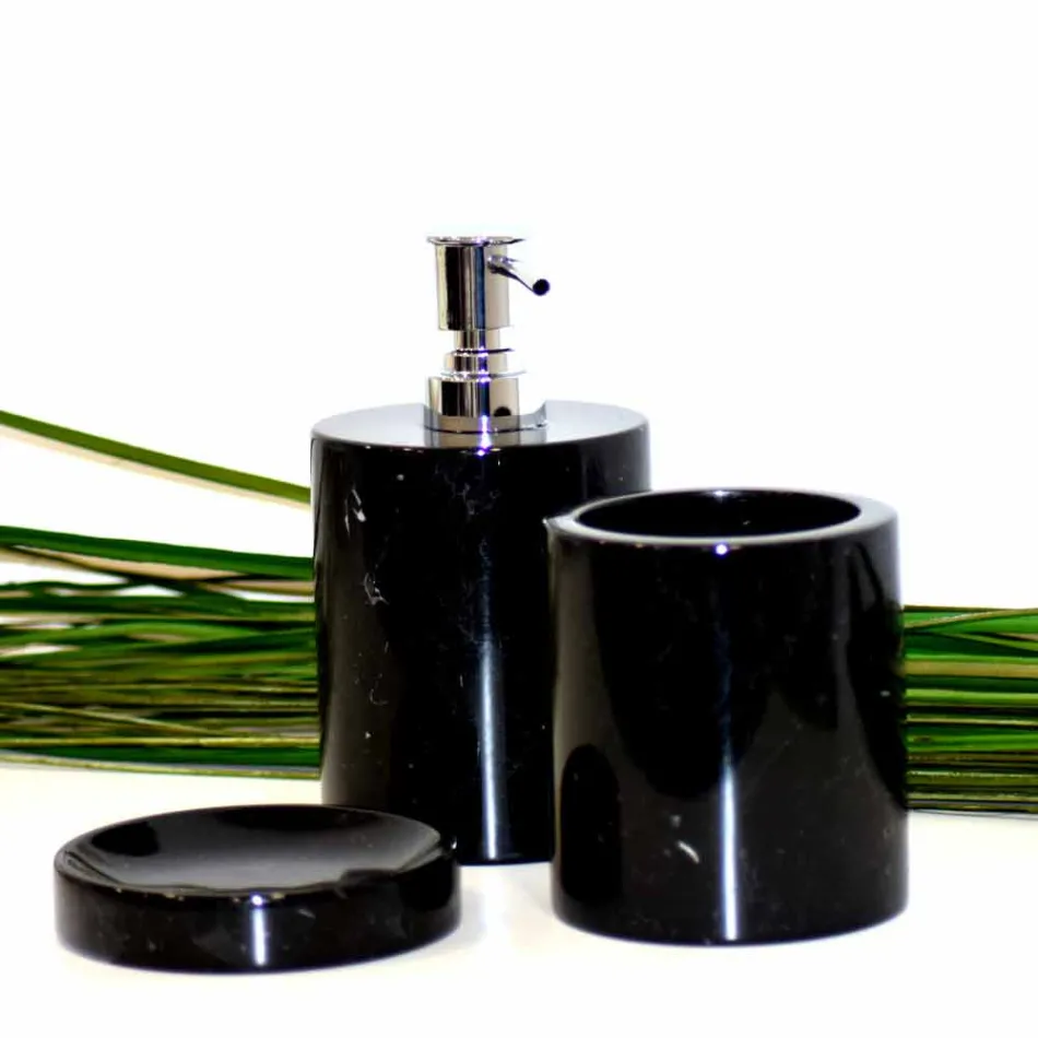 Përbërja e 3 Aksesorëve të Banjës në Mermer të Lëmuar të Prodhuar në Itali - Trevio Viadurini