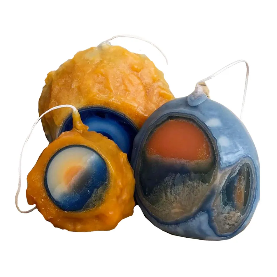 Përbërja me 3 qirinj dylli me ngjyra, Copa unike, Prodhuar në Itali - Dela Viadurini