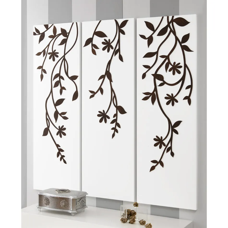 Përbërja e 3 paneleve që përshkruajnë 3 degë dhe gjethe Prodhuar në Itali - Barney Viadurini