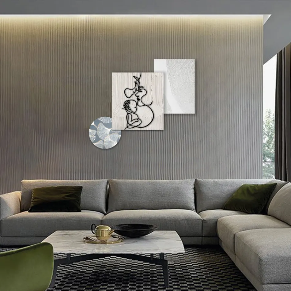 Kompozim i 3 Paneleve me Stilizimin e Dashurise Made in Italy - Keina Viadurini