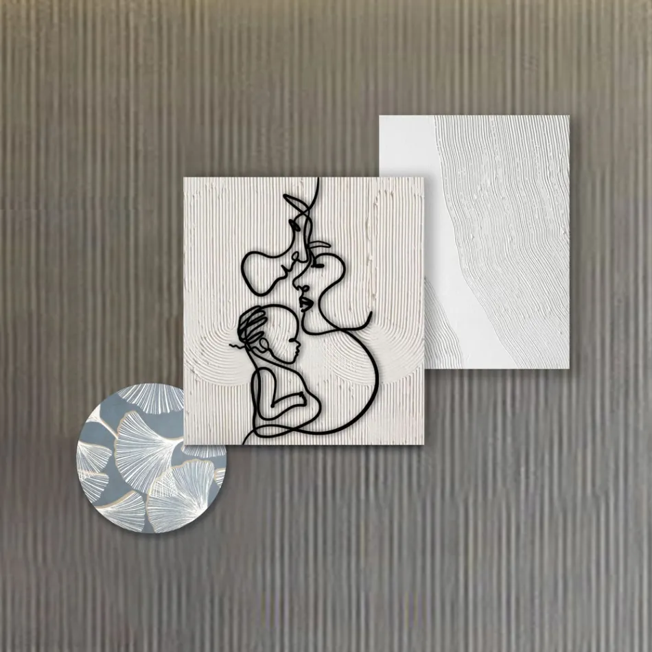 Kompozim i 3 Paneleve me Stilizimin e Dashurise Made in Italy - Keina Viadurini