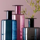 Përbërja e 3 vazove dekorative në xham të tymosur, blu dhe ametist - Pafundësia Viadurini