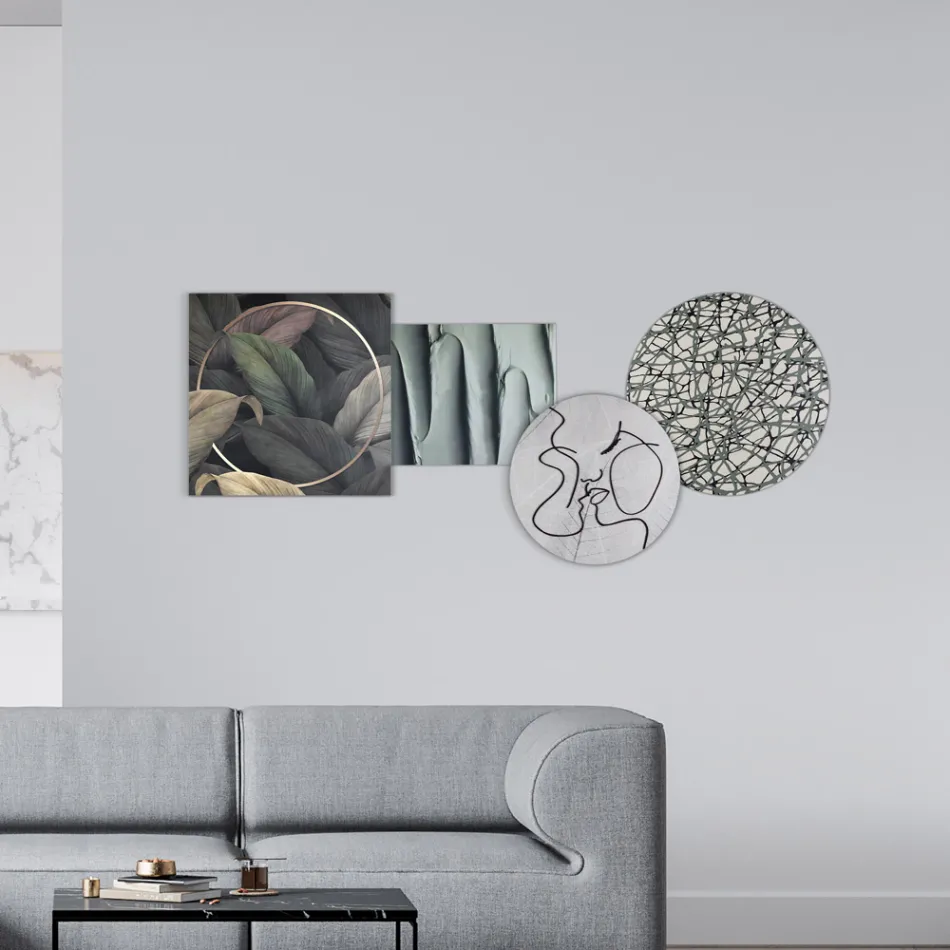 Kompozim i 4 paneleve me stilizimin e puthjes Made in Italy - Kanna Viadurini