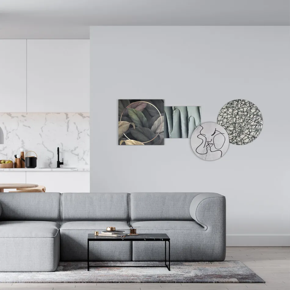 Kompozim i 4 paneleve me stilizimin e puthjes Made in Italy - Kanna Viadurini