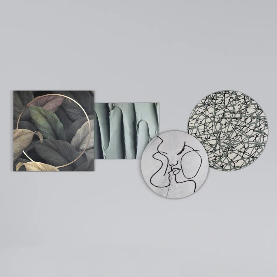 Kompozim i 4 paneleve me stilizimin e puthjes Made in Italy - Kanna Viadurini