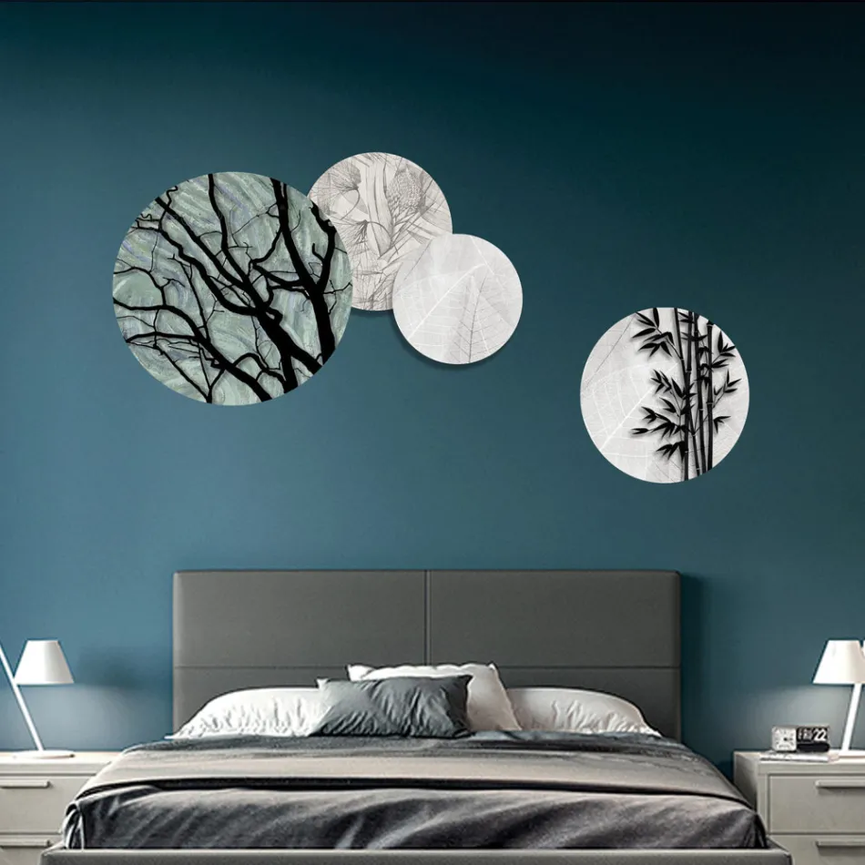 Përbërja e 4 paneleve të rrumbullakëta të prodhuara me lazer Made in Italy - Maeko Viadurini