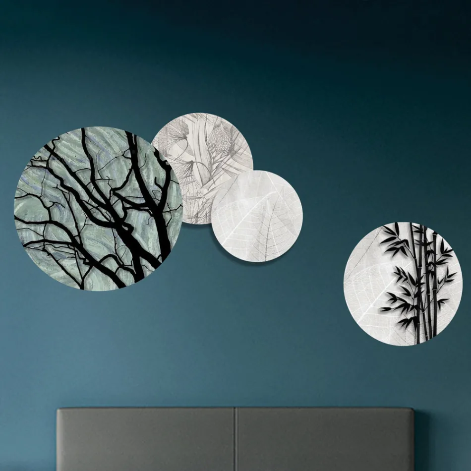 Përbërja e 4 paneleve të rrumbullakëta të prodhuara me lazer Made in Italy - Maeko Viadurini