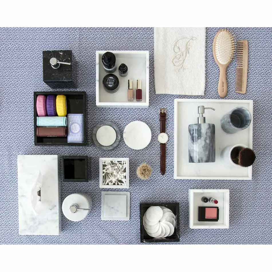 Përbërja e aksesorëve të banjës me mermere të bëra në Itali, 4 copë - Deano Viadurini