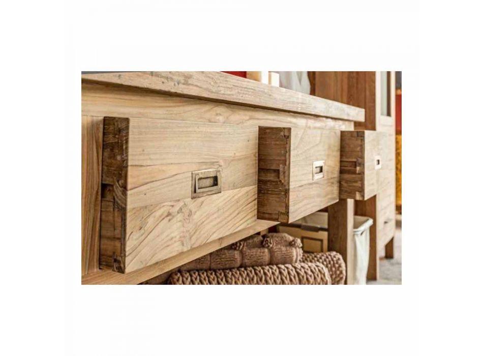 Përbërja e mobiljeve moderne të banjës në dru të ngurtë dru tik - i vockël Viadurini
