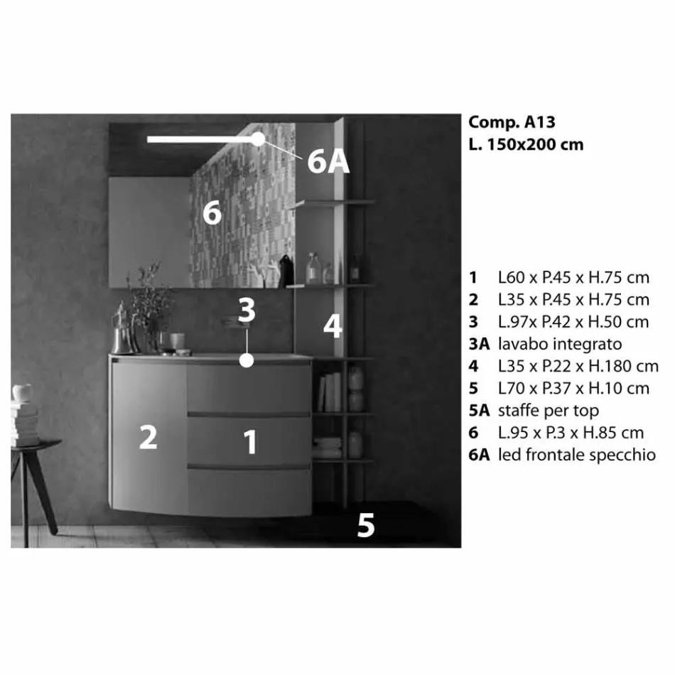 Përbërja e Mobiljeve për Banjën e Dizajnit Modern - Callisi13 Viadurini