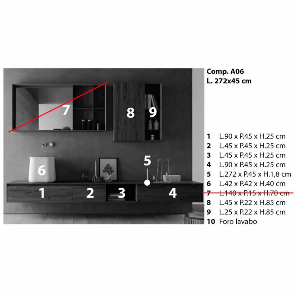 Përbërja e Mobiljeve Moderne të Banjës, Projektimi i Pezulluar Prodhuar në Itali - Callisi6 Viadurini