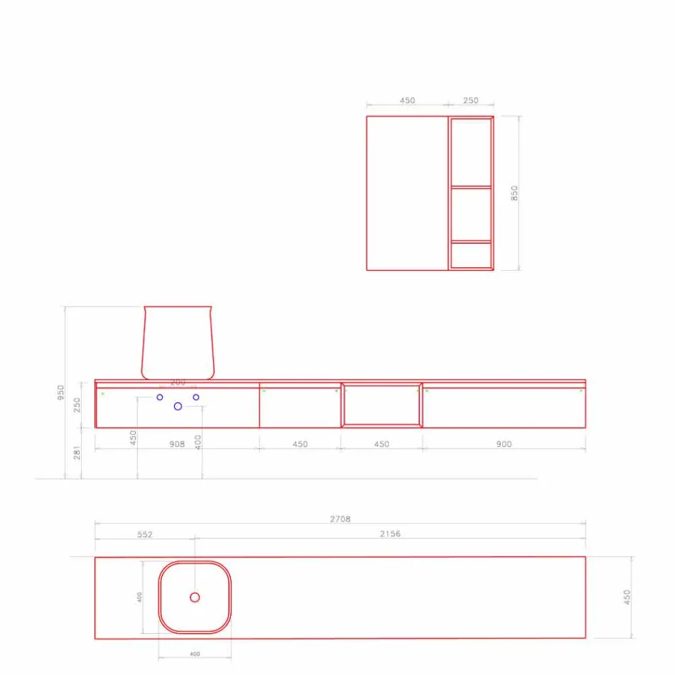 Përbërja e Mobiljeve Moderne të Banjës, Projektimi i Pezulluar Prodhuar në Itali - Callisi6 Viadurini