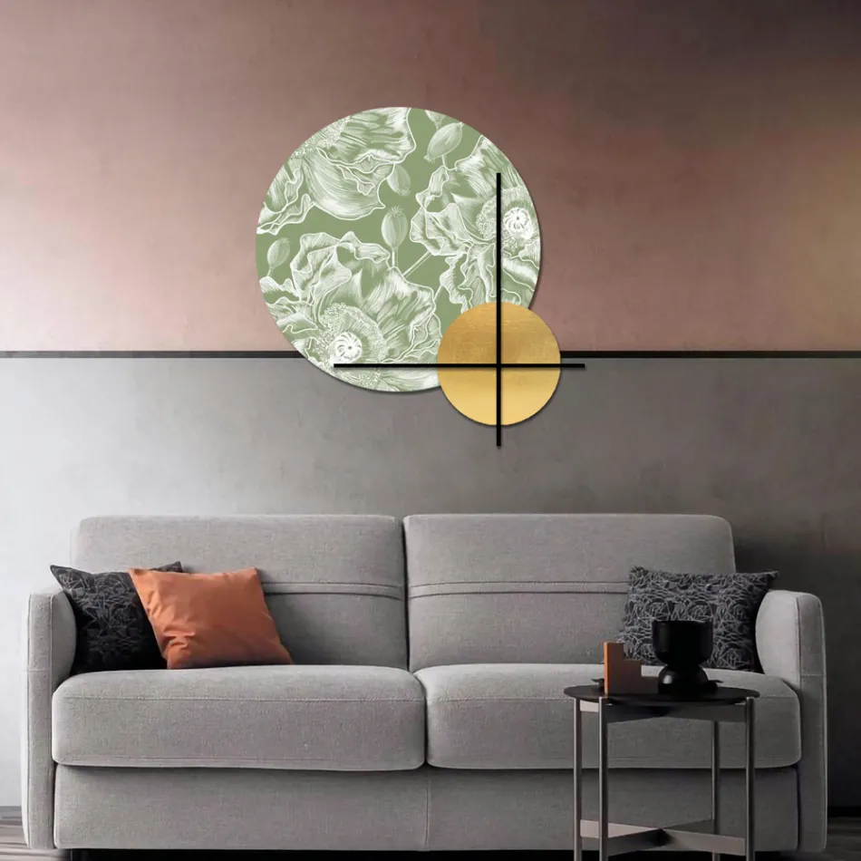 Përbërja e paneleve prej druri rozë ose jeshile me lule të bardha Prodhuar në Itali - Fixhi Viadurini