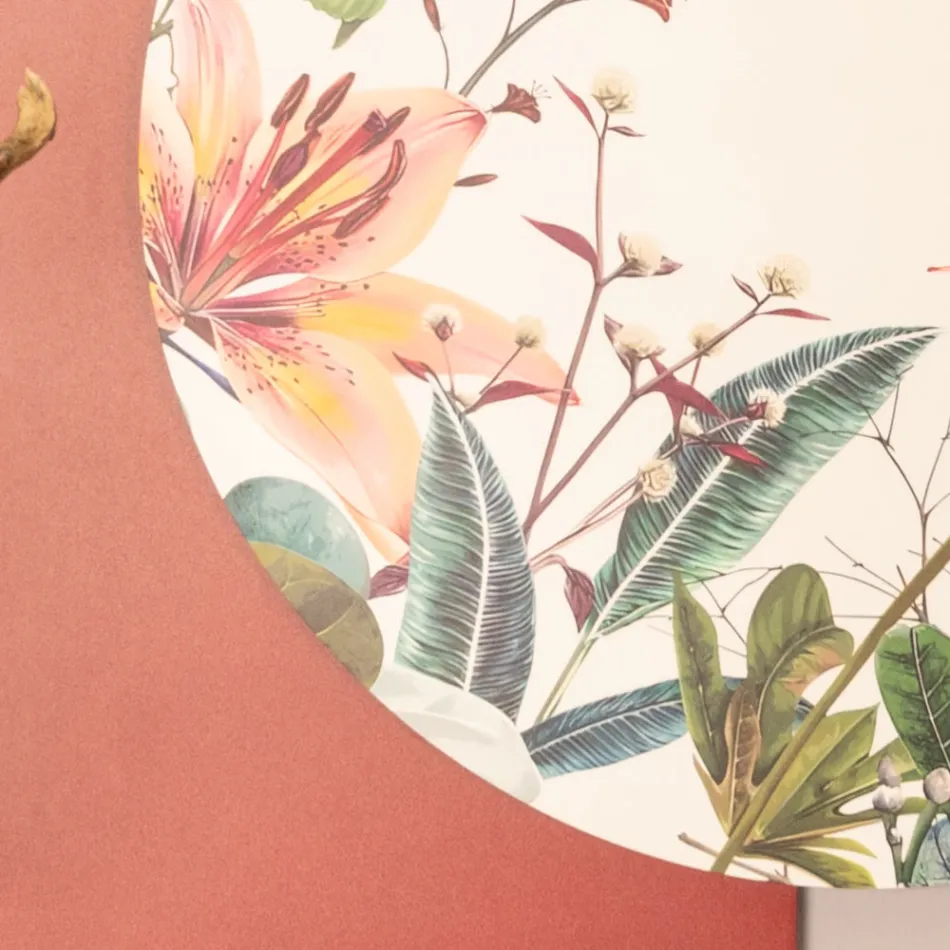 Përbërja e pikturave prej druri me printime fluturash dhe lulesh të bëra në Itali - Ekuador Viadurini