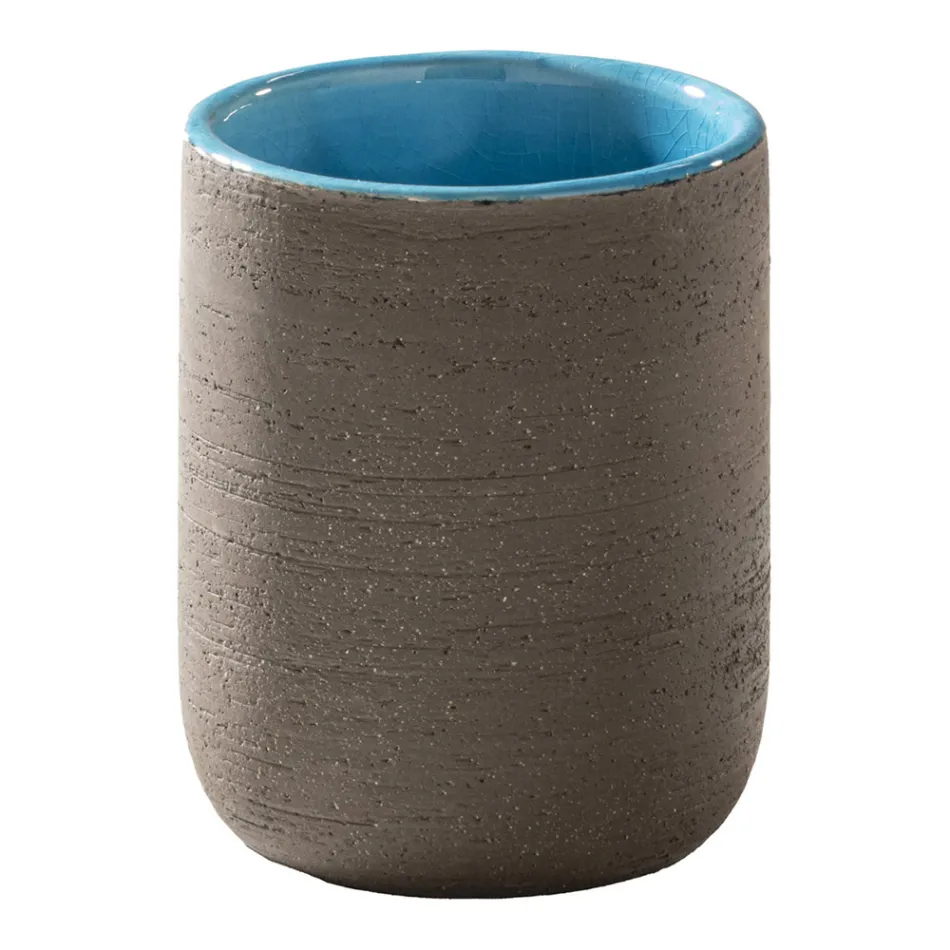 Përbërja e kabinetit të banjës në këmbë falas, përfshirë aksesorët blu - Carolie Viadurini