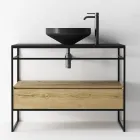 Kompozim i kabinetit të banjës me lavaman, bazë dhe pasqyrë Prodhuar në Itali - Hoscar Viadurini